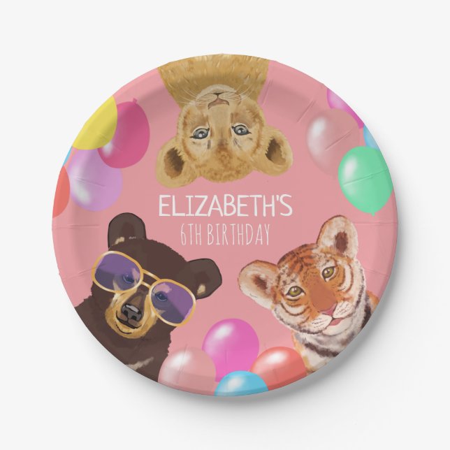 Party Tiere Illustration Geburtstag Pappteller (Vorderseite)