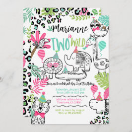 Party Tiere, Jungle Safari 2. Geburtstag Einladung
