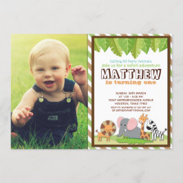 Party Tiere Jungle Safari Geburtstags-Foto Einladung