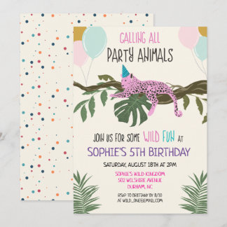 Party Tiere Jungle Zoo Geburtstags Einladung Girl