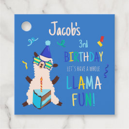 Party-Tiere Llama Geburtstagsjungen Blau Geschenkanhänger