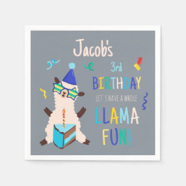Party-Tiere Llama Geburtstagsjungen Grau Serviette