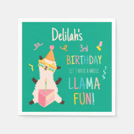 Party-Tiere Llama Geburtstagsmädchen Grün Serviette
