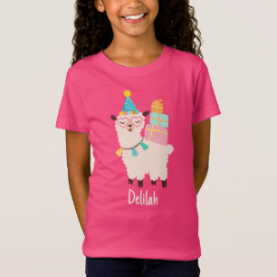 Party-Tiere Llama Geburtstagsmädchen Rosa T-Shirt