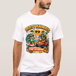 Party-Tiere Lustiges Cartoon-T-Shirt T-Shirt