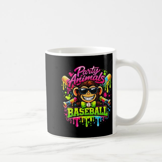 Party-Tiere Meme Baseball lustiger Affe  Kaffeetasse (Rechts)
