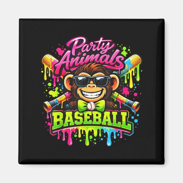 Party-Tiere Meme Baseball lustiger Affe  Magnet (Vorne)