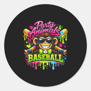 Party-Tiere Meme Baseball lustiger Affe Runder Aufkleber