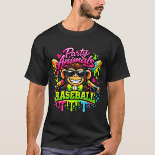 Party-Tiere Meme Baseball lustiger Affe  T-Shirt