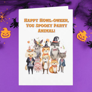 Party Tiere Niedlich Funny Foto Halloween Karten
