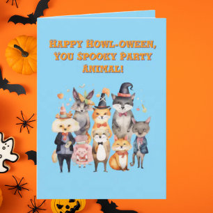 Party Tiere Niedlich Funny Foto Halloween Karten