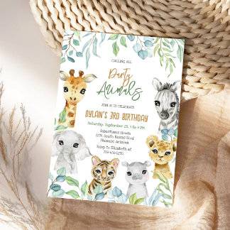 Party-Tiere Safari Dschungel Zoo Kinder Geburtstag Einladung