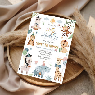 Party-Tiere Safari Dschungel Zoo Kinder Geburtstag Einladung
