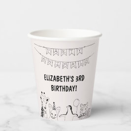 Party Tiere von Hand gezogene Doodle Kind Geburtst Pappbecher