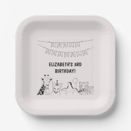 Party Tiere von Hand gezogene Doodle Kind Geburtst Pappteller