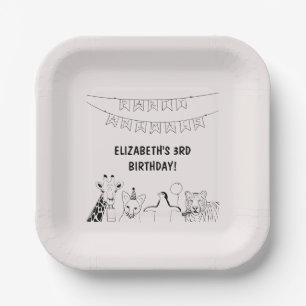 Party Tiere von Hand gezogene Doodle Kind Geburtst Pappteller