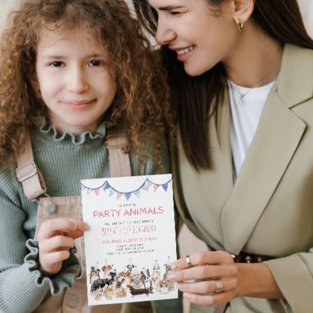 Party Tiere Welpen Hund Geburtstagsparty Einladung (Paw-ty Time! Celebrating Your Puppy's 1st Birthday!)