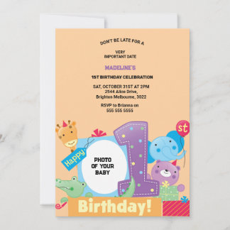 Party Tiere Wild Safari Orange Geburtstagsparty Einladung