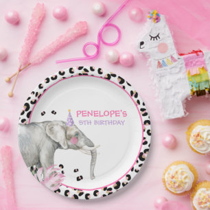 Party Tiere Wild Safari Pink Girl Geburtstag Pappteller