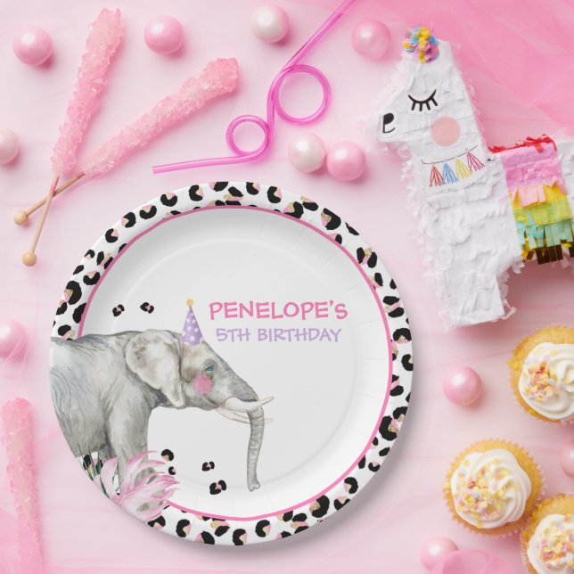 Party Tiere Wild Safari Pink Girl Geburtstag Pappteller (Party)