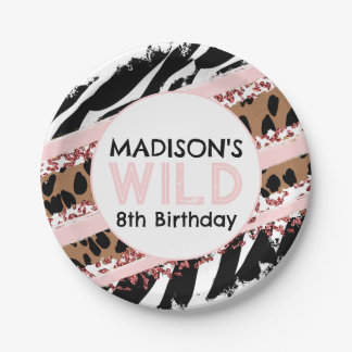 Party Tiere Wild Safari Pink Girl Geburtstagspapie Pappteller