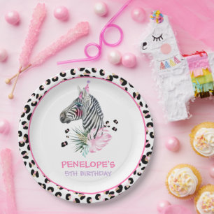 Party Tiere Wild Safari Pink Girl Geburtstagsparty Pappteller