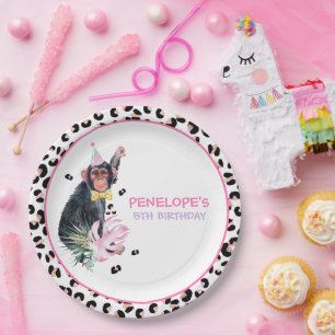 Party Tiere Wild Safari Pink Girl Geburtstagsparty Pappteller