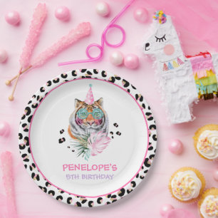 Party Tiere Wild Safari Pink Girl Geburtstagsparty Pappteller