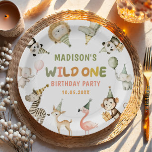 Party-Tiere Wilde Safari 1. Geburtstag Pappteller