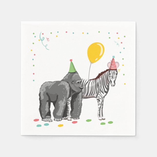 Party Tiere Wilder einen Zoo Wilder Jungle Geburts Serviette (Vorderseite)
