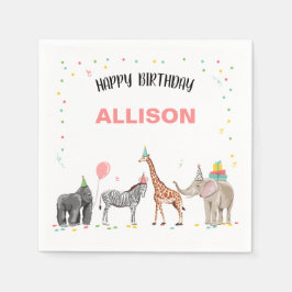 Party Tiere Wilder Zoo Jungle Girl Geburtstag Serviette