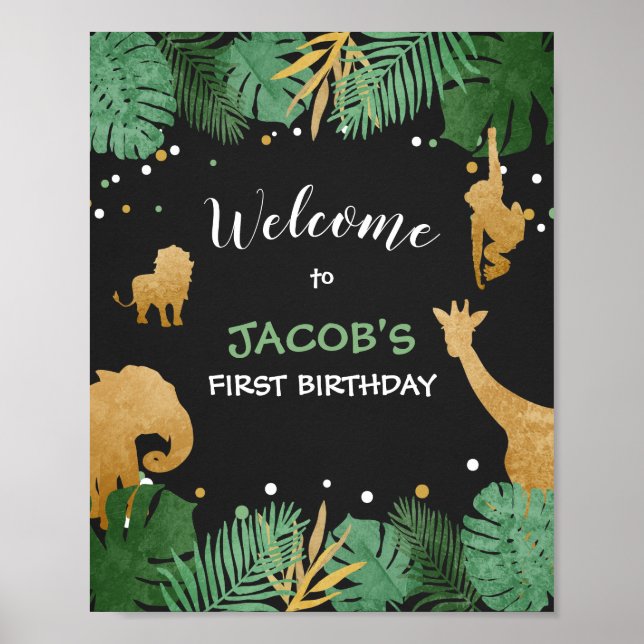 Party Tiere Willkommen Sign Zoo Safari Jungle Poster (Vorne)