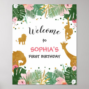 Party Tiere Willkommen Sign Zoo Safari Jungle Poster