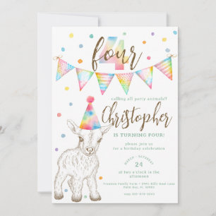 Party Tierziege 4. Geburtstag Einladung für Kinder