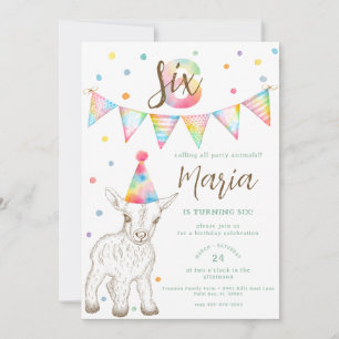 Party Tierziege 6. Geburtstag Einladung für Kinder
