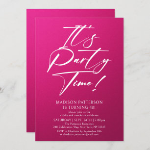 Party Time 40. Geburtstag Party Einfache Eleganz Einladung