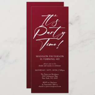 Party Time 40. Geburtstag Party Einfache Eleganz Einladung