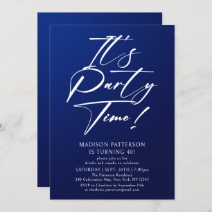 Party Time 40. Geburtstag Party Einfache Eleganz Einladung