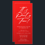 Party Time 40. Geburtstag Party Einfache Eleganz Einladung<br><div class="desc">Es ist Party Time 40th 40th Birthday Party Simple Elegant Invitation Invite bietet ein minimalistisches Design mit dem Text "It's Party Time!" in modernen weißen Kalligraphieskripttypografie und personalisiert unten mit Ihrem eigenen Text. Der bearbeitbare Schriftart kann mit einem roten Hintergrund verändert werden. Entworfen von © Evco Studio www.zazzle.com/store/evcostudio</div>