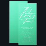 Party Time 40. Geburtstag Party Einfache Eleganz Einladung<br><div class="desc">Es ist Party Time 40th 40th Birthday Party Simple Elegant Invitation Invite bietet ein minimalistisches Design mit dem Text "It's Party Time!" in modernen weißen Kalligraphieskripttypografie und personalisiert unten mit Ihrem eigenen Text. Editierbarer Text Schriftart Stil und Farbe können mit einem aquamarinischen Hintergrund geändert werden. Entworfen von © Evco Studio...</div>