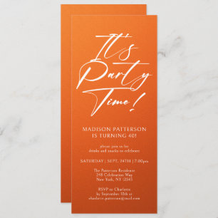 Party Time 40. Geburtstag Party Einfache Eleganz Einladung