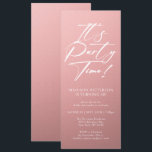 Party Time 40. Geburtstag Party Einfache Eleganz Einladung<br><div class="desc">Es ist Party Time 40th 40th Birthday Party Simple Elegant Invitation Invite bietet ein minimalistisches Design mit dem Text "It's Party Time!" in modernen weißen Kalligraphieskripttypografie und personalisiert unten mit Ihrem eigenen Text. Der Schriftart kann mit einem rosa Hintergrund bearbeitet werden. Entworfen von © Evco Studio www.zazzle.com/store/evcostudio</div>