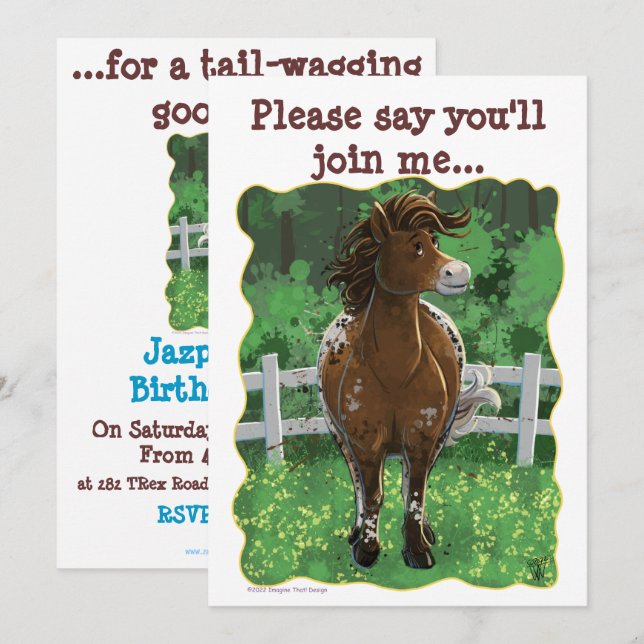 Party Time Appaloosa Pferd Einladung (Vorne/Hinten)