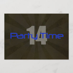 Party Time Black Gray Junge 14. Geburtstag Einladu Einladung