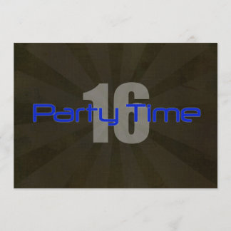 Party Time Black Gray Junge 16. Geburtstag Einladu Einladung
