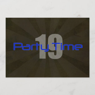 Party Time Black Gray Junge 19. Geburtstag Einladu Einladung
