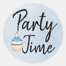 Party Time Blue Watercolor Cupcake Geburtstag