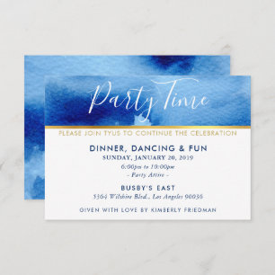 PARTY TIME CELEBRATION Gold Smart Blue Aqucolor Einladung
