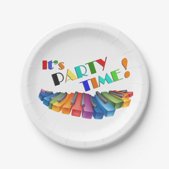 Party Time Color Tastatur Pappteller (Vorderseite)