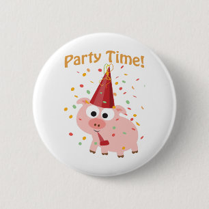 Party Time Confetti Pig Button